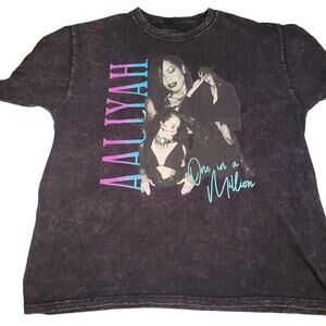 Aaliyah One in A Million R&B Singer Retro Boyfriend Distressed T-shirt Large